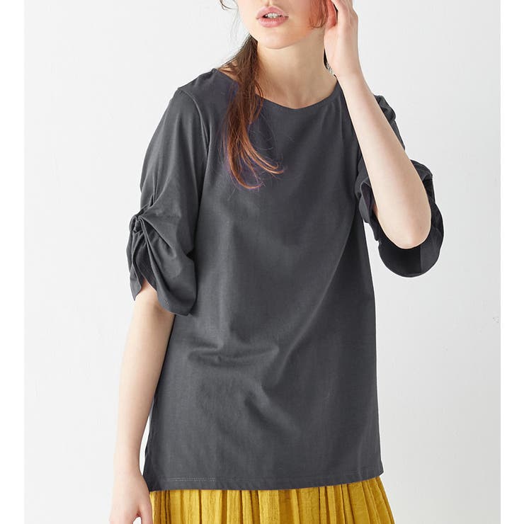 チャコール | 綿１００％袖タックＴシャツ | Viola e Viola