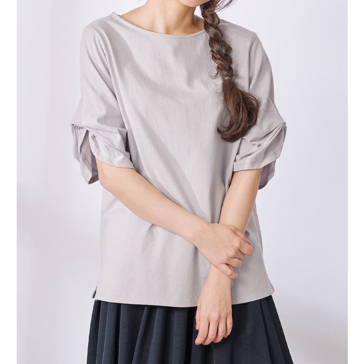 ラベンダーグレー | 綿１００％袖タックＴシャツ | Viola e Viola