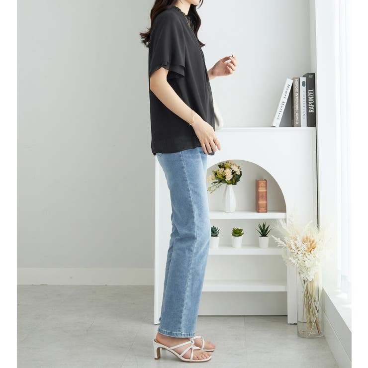 フリル衿シフォンタックブラウス(半袖) | Viola e Viola | 詳細画像4