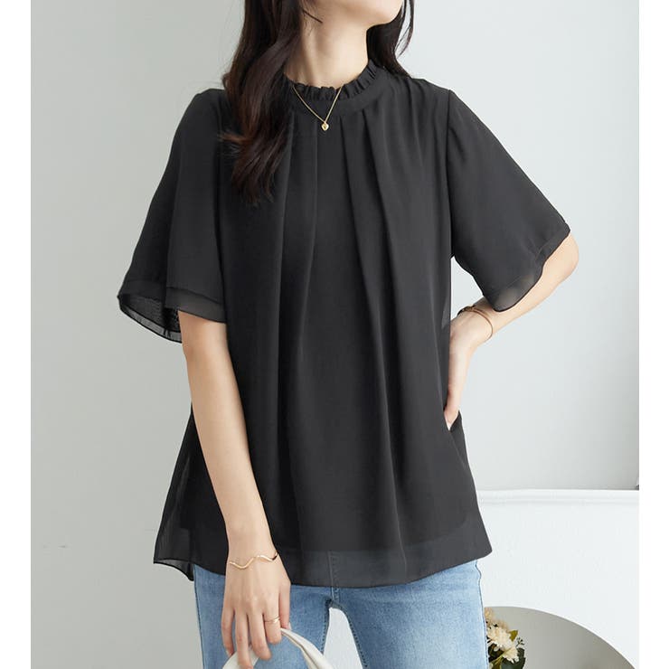 フリル衿シフォンタックブラウス(半袖) | Viola e Viola | 詳細画像6