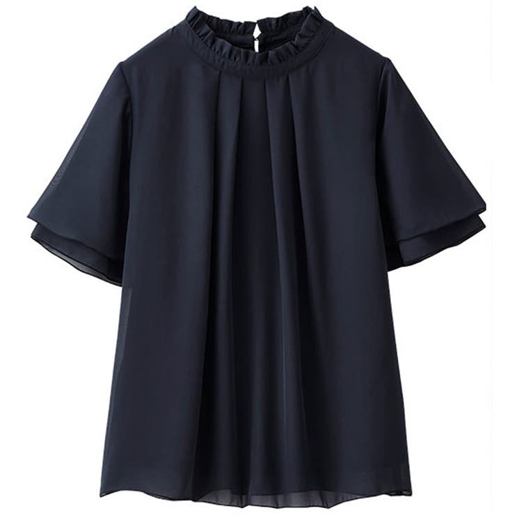 KOEISTORE シフォン ブラウス ふんわり スリップ 半袖 フリル袖