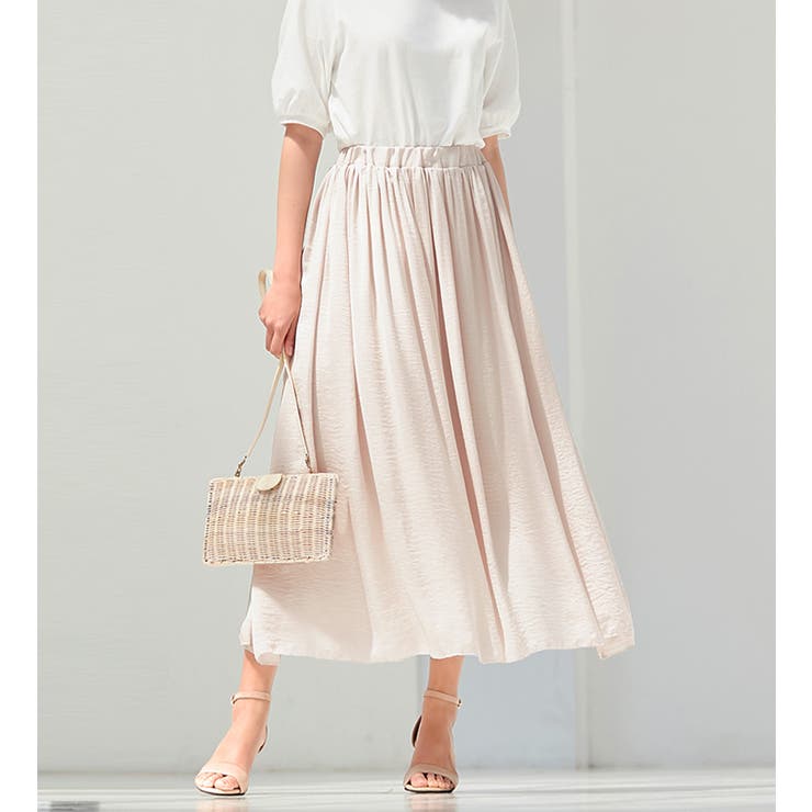 サテン素材ギャザーフレアースカート | alotta | 詳細画像12 