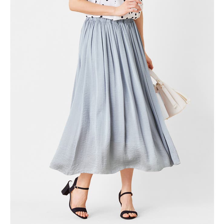 サテン素材ギャザーフレアースカート | alotta | 詳細画像16 