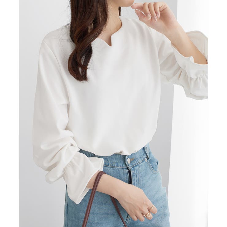 キャンディースリーブハートネックブラウス | alotta | 詳細画像6 