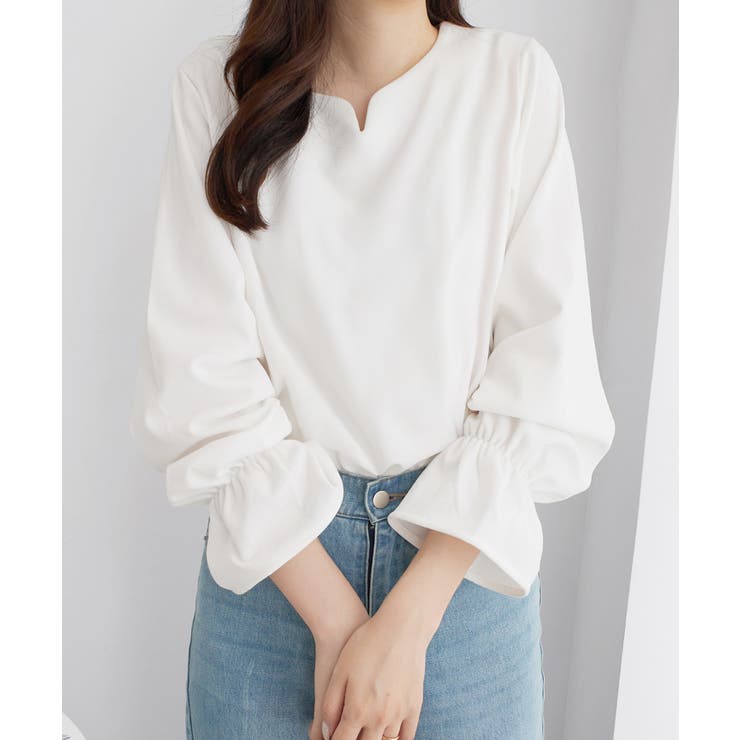 キャンディースリーブハートネックブラウス | alotta | 詳細画像7 