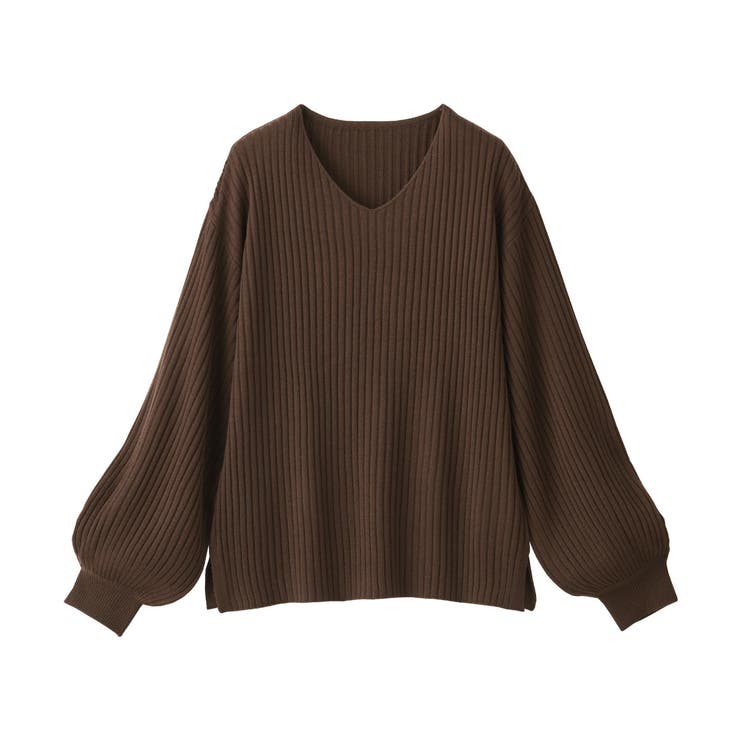 ブラウン | カシミヤタッチボリューム袖ニット | alotta