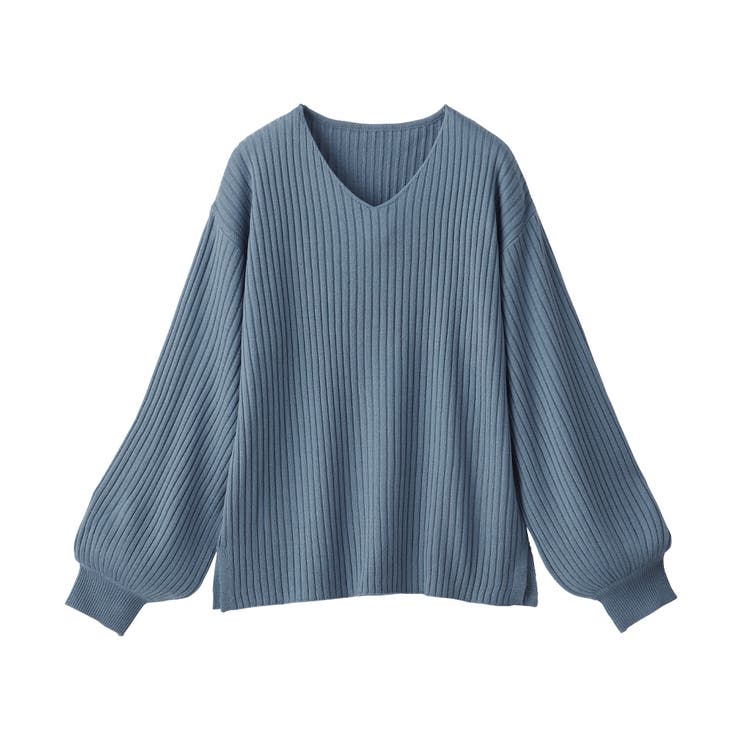 ブルー | カシミヤタッチボリューム袖ニット | alotta