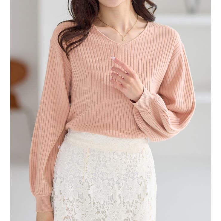 ベビーピンク | カシミヤタッチボリューム袖ニット | alotta
