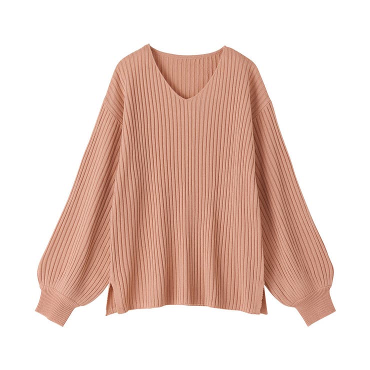 オレンジピンク | カシミヤタッチボリューム袖ニット | alotta