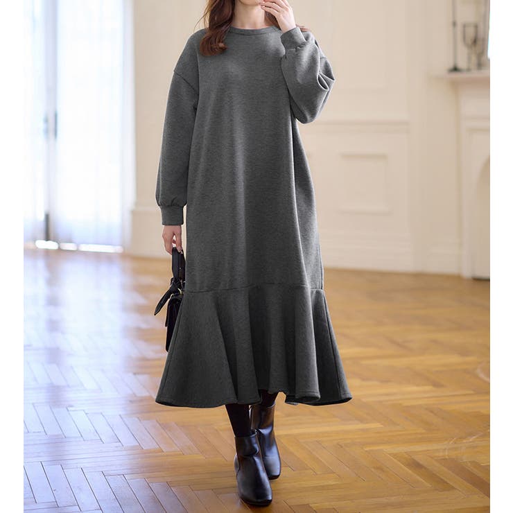 裏ファー裾フレアーゆったりワンピース   | alotta | 詳細画像10 