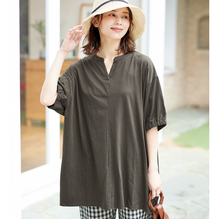 チャコール | スキッパーゆるドルマンチュニック | Viola e Viola