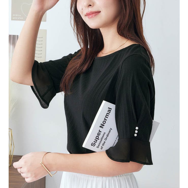 パール調ボタン付テレコリブトップス | alotta | 詳細画像14 