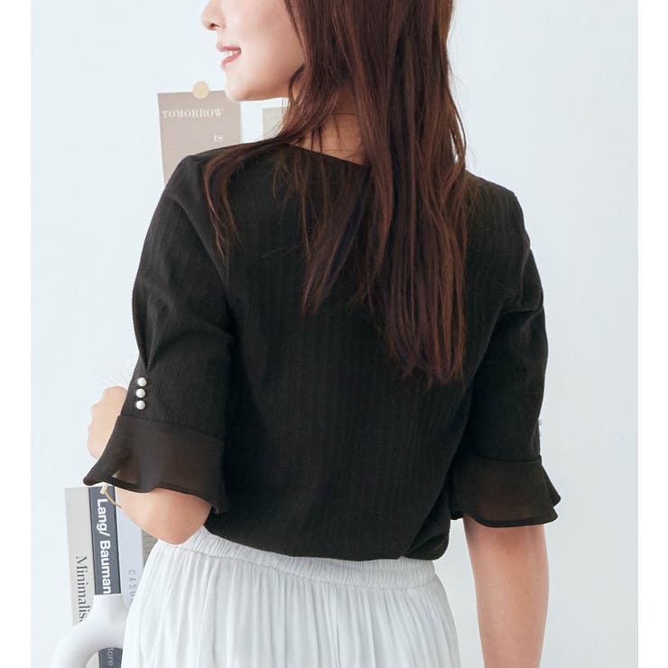 パール調ボタン付テレコリブトップス | alotta | 詳細画像16 