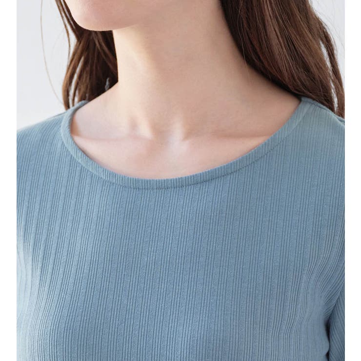 パール調ボタン付テレコリブトップス | alotta | 詳細画像7 