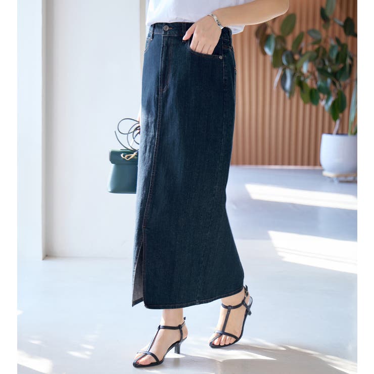 インディゴネイビー | きれいめストレッチカラータイトスカート | alotta