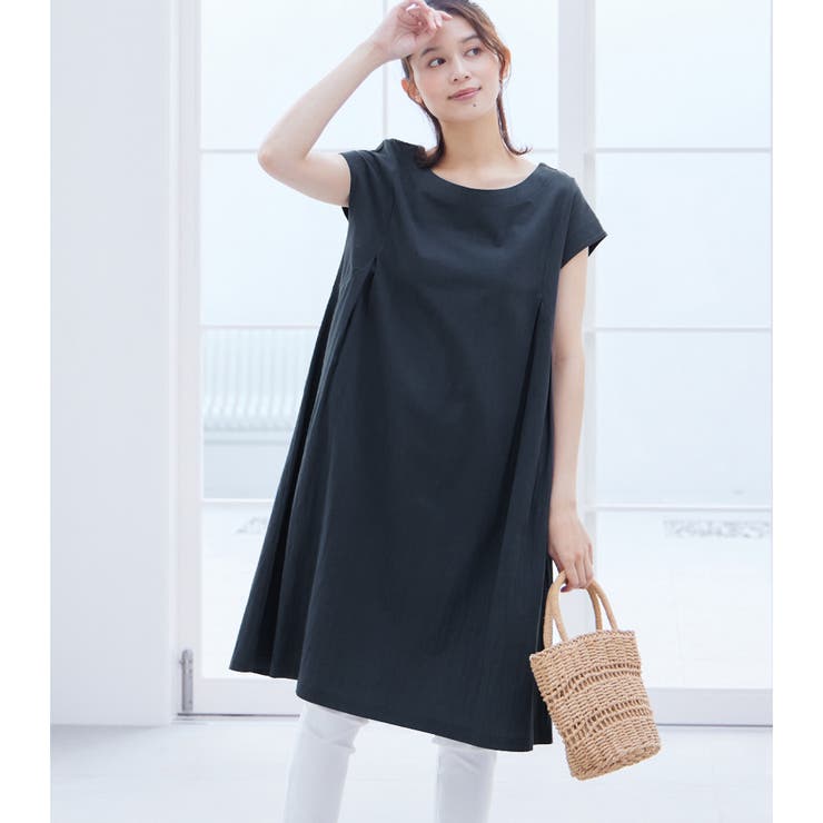 ネイビー | 綿１００％タック使いワンピース（ショート | Viola e Viola