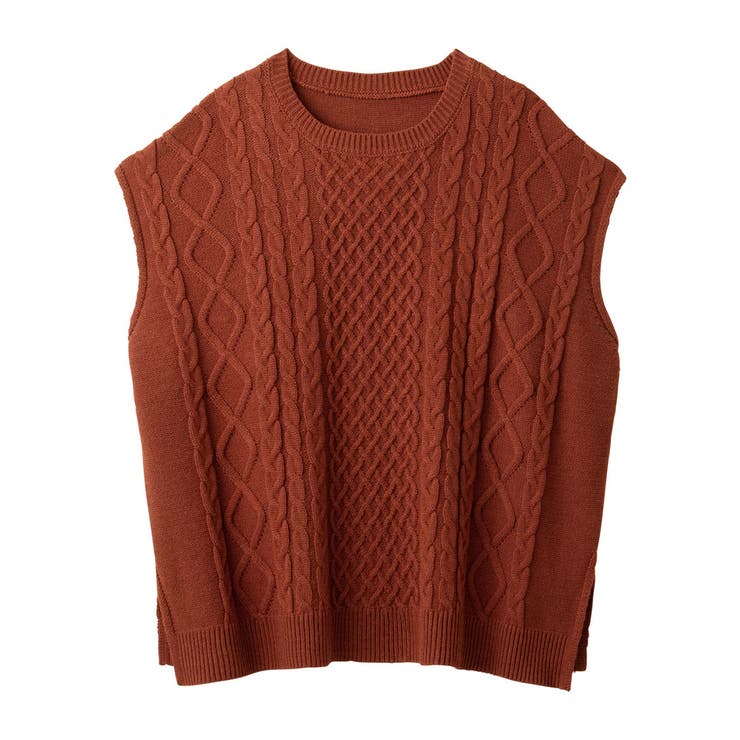 テラコッタ | ケーブル柄ニットベスト | Viola e Viola