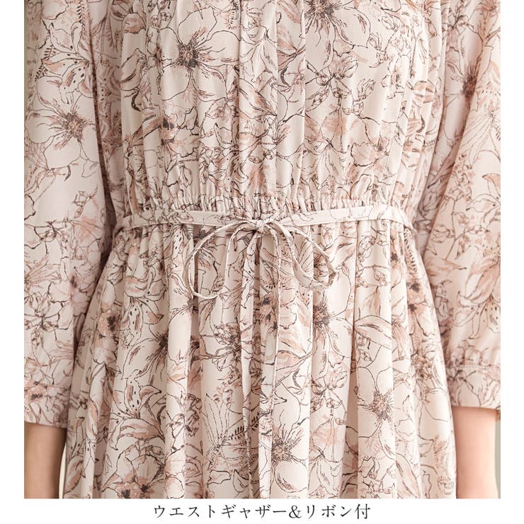 柄アソートギャザーデザインワンピース   | alotta | 詳細画像9 