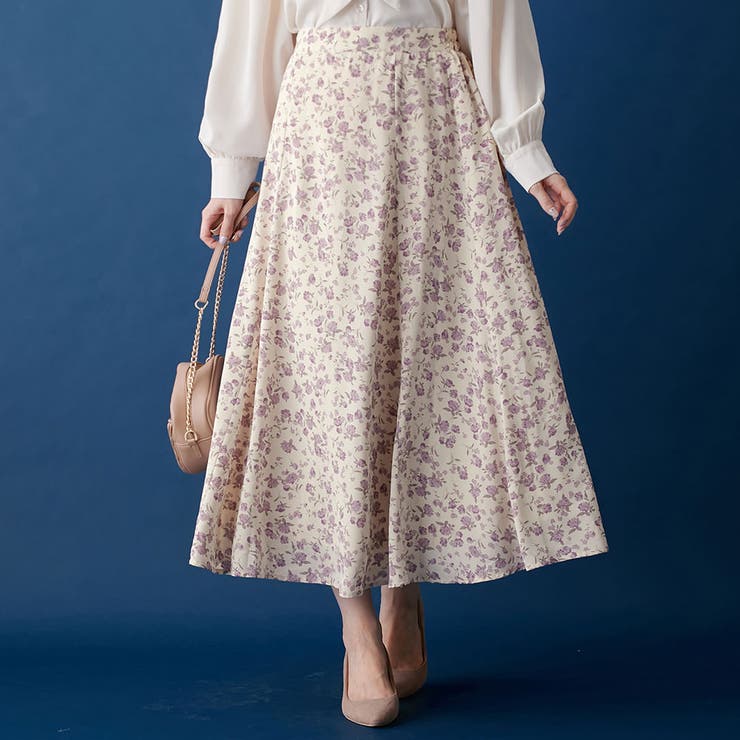 パープル花柄 | 無地＆柄アソートフレアースカート     | alotta