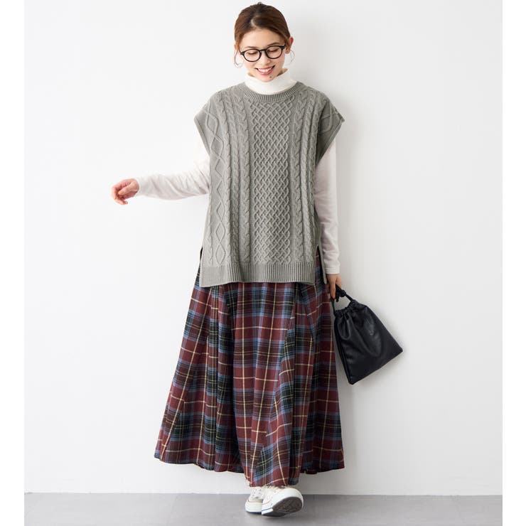 【関税込み】Eckhaus Latta ネイビー Prom マキシスカート ふんわりチェック柄フレアーマキシスカート[品番：ATTW0007445