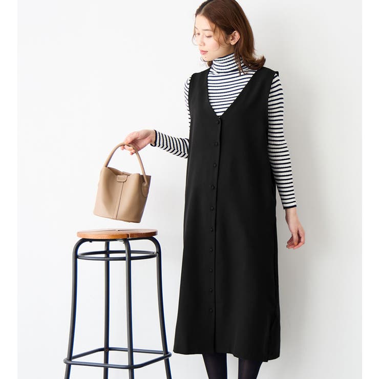 前ボタンVネックジャンパースカート[品番：ATTW0007469]｜Viola e