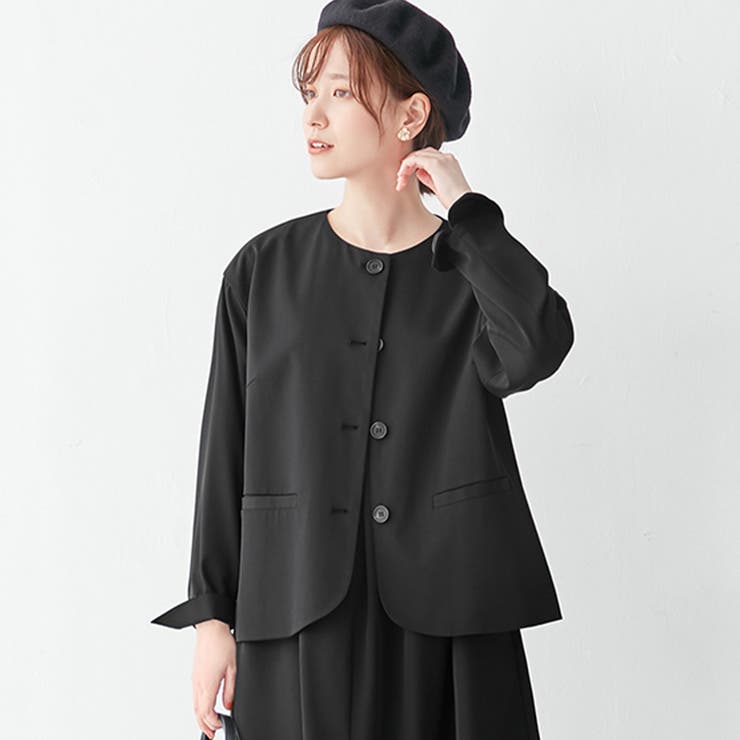 ブラック | 洗える！楽ちんノーカラージャケット | Viola e Viola