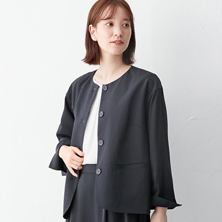ネイビー | 洗える！楽ちんノーカラージャケット | Viola e Viola