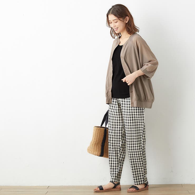 グレージュ | 袖シフォン切替ブルゾン風カーデ | Viola e Viola