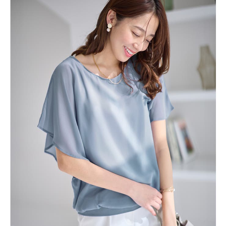 機能付インナー袖フリルシフォンブラウス | alotta | 詳細画像6 