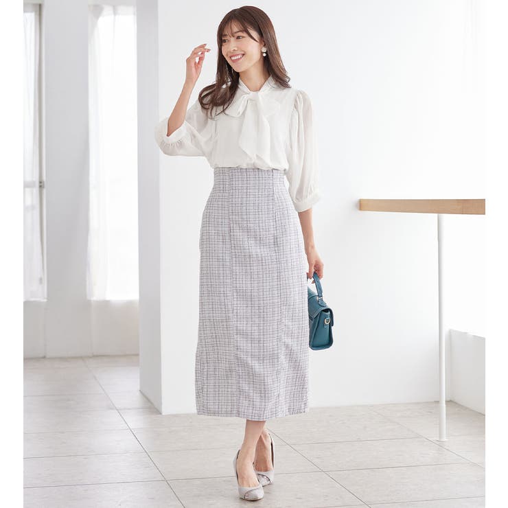 インナー付パフ袖ギャザーボウタイブラウス | alotta | 詳細画像11 