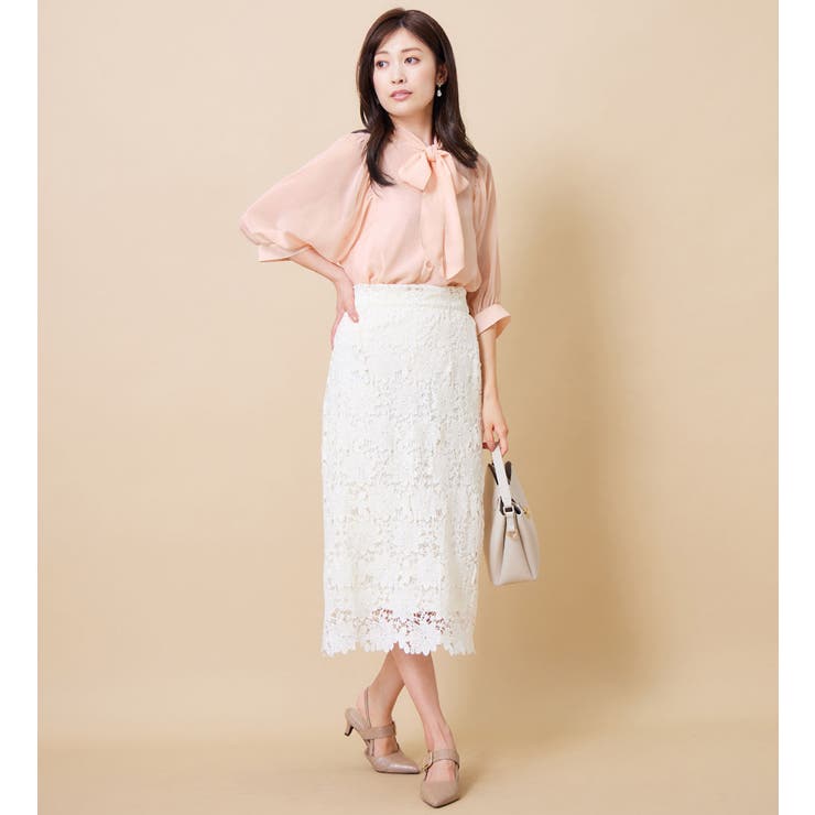 インナー付パフ袖ギャザーボウタイブラウス | alotta | 詳細画像14 