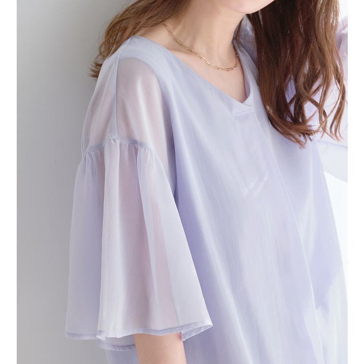 インナー付フレアー袖タックブラウス | alotta | 詳細画像7 