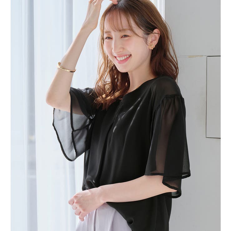 インナー付フレアー袖タックブラウス | alotta | 詳細画像16 