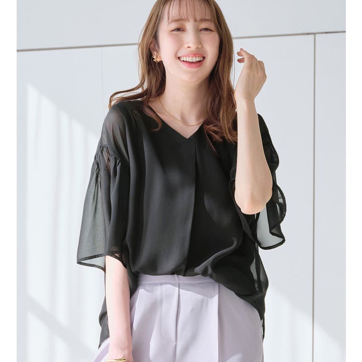 インナー付フレアー袖タックブラウス | alotta | 詳細画像17 