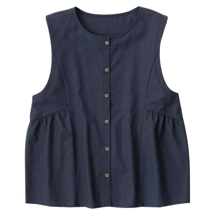 ネイビー | 麻入りペプラム切替ベスト | Viola e Viola