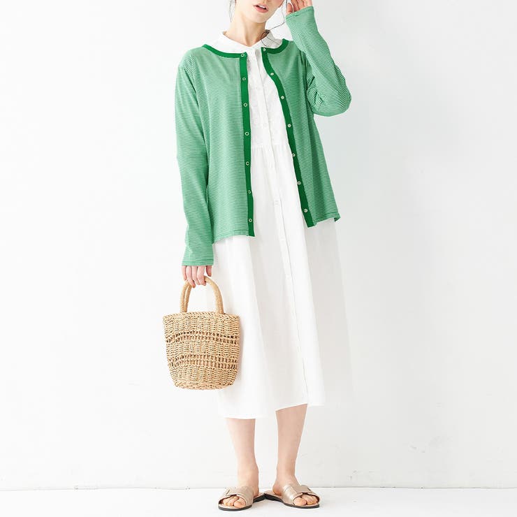 グリーン | カラーボーダーカーディガン | Viola e Viola