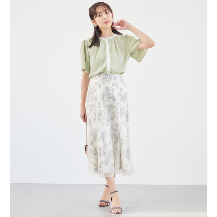 パール調ボタン付配色ブラウス | alotta | 詳細画像8 