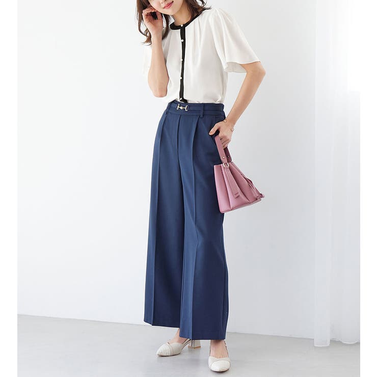 パール調ボタン付配色ブラウス | alotta | 詳細画像5 