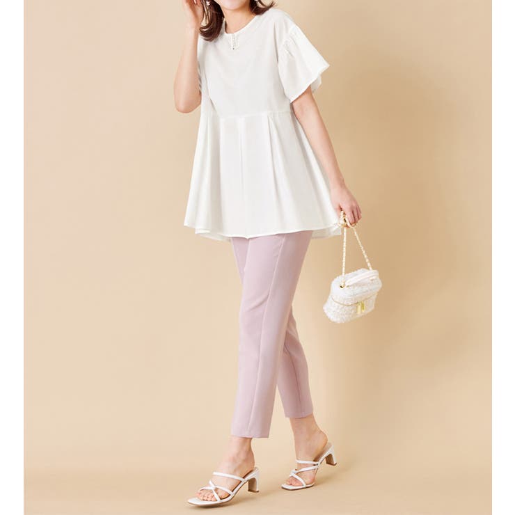 パール調ボタン付キーネックトップス | alotta | 詳細画像5 