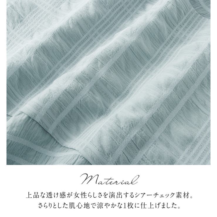 シアーチェックパフ袖チュニック | alotta | 詳細画像1 