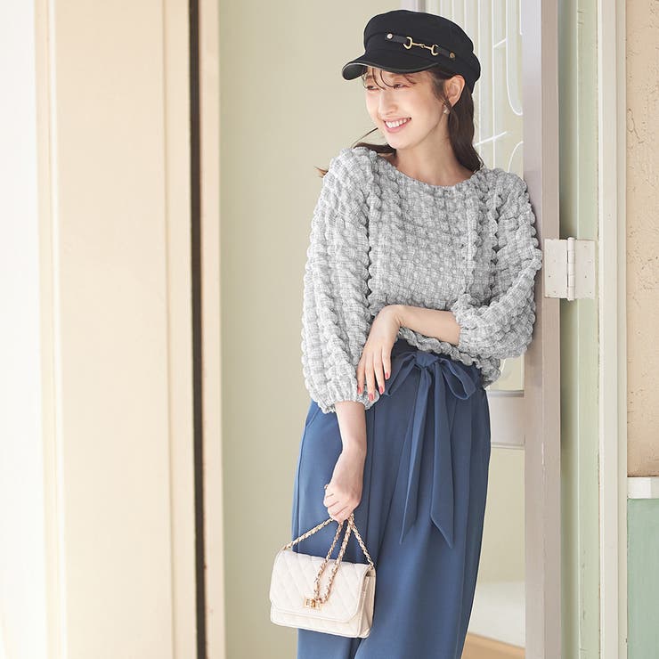 ライトグレー系 | ぽこぽこゴム使いプルオーバー | alotta