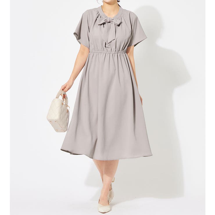 ボウタイデザイン5分袖ワンピース | alotta | 詳細画像6