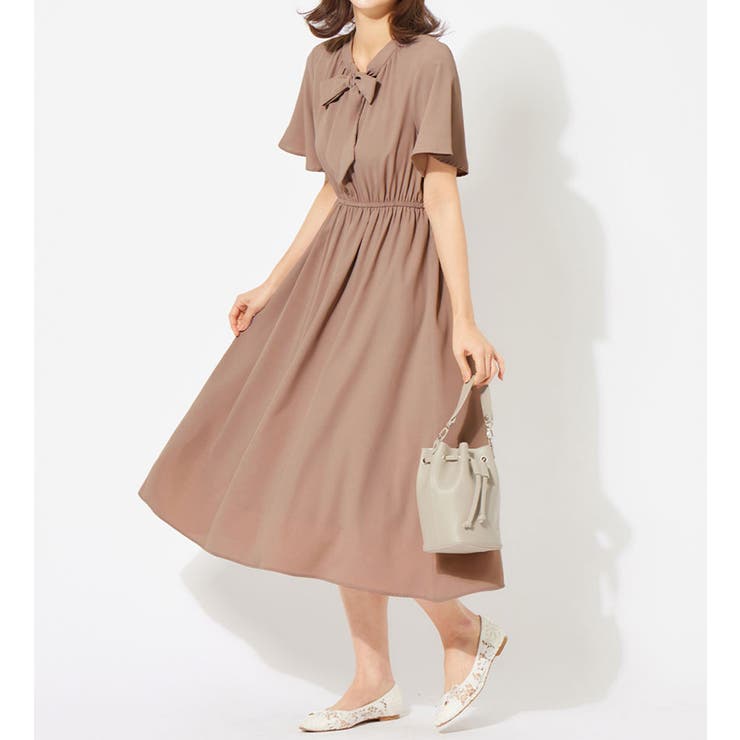 ボウタイデザイン5分袖ワンピース | alotta | 詳細画像7