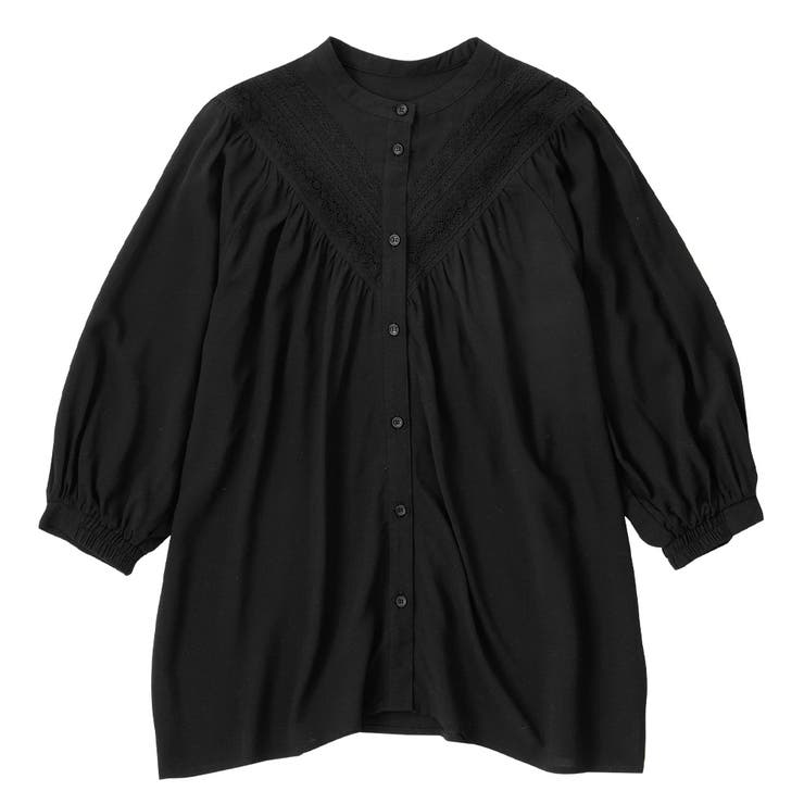 ブラック | Ｖ切替レースデザインブラウス | Viola e Viola