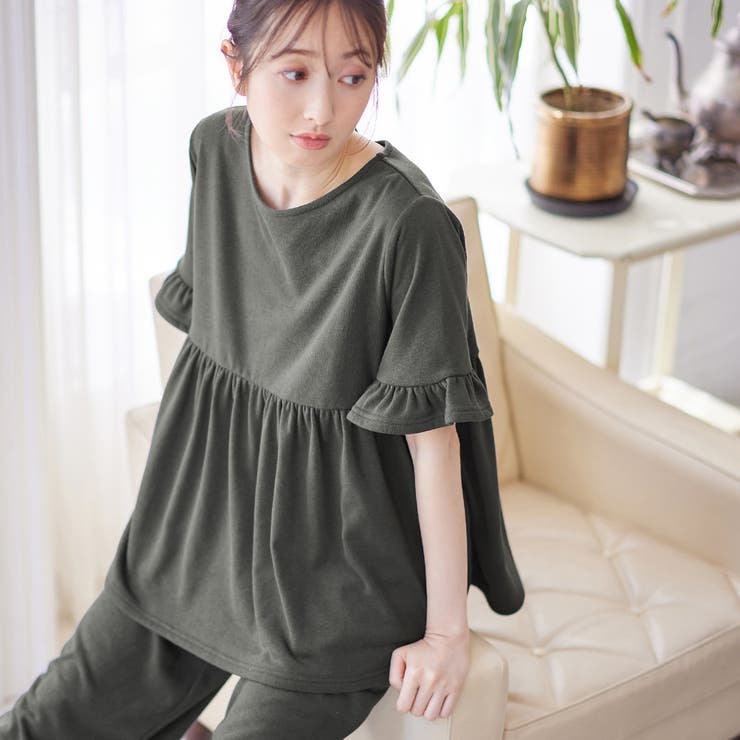 やわらかパイルギャザー切替トップス | alotta | 詳細画像8 