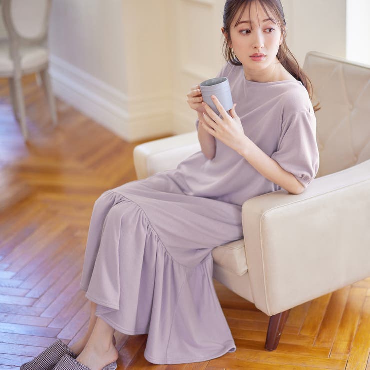 ライラック | やわらかパイル裾フリルワンピース | alotta