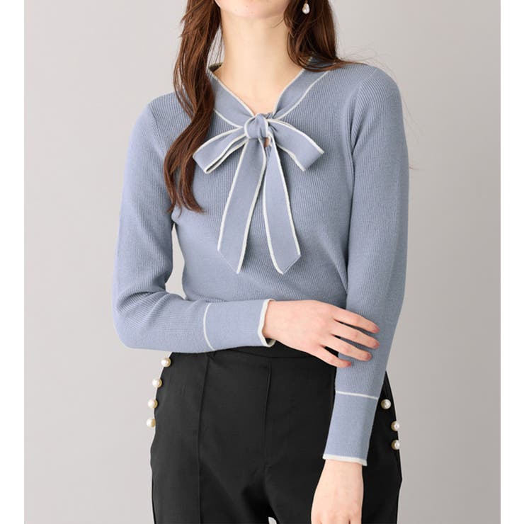 配色ボウタイニットトップス        | alotta | 詳細画像8 