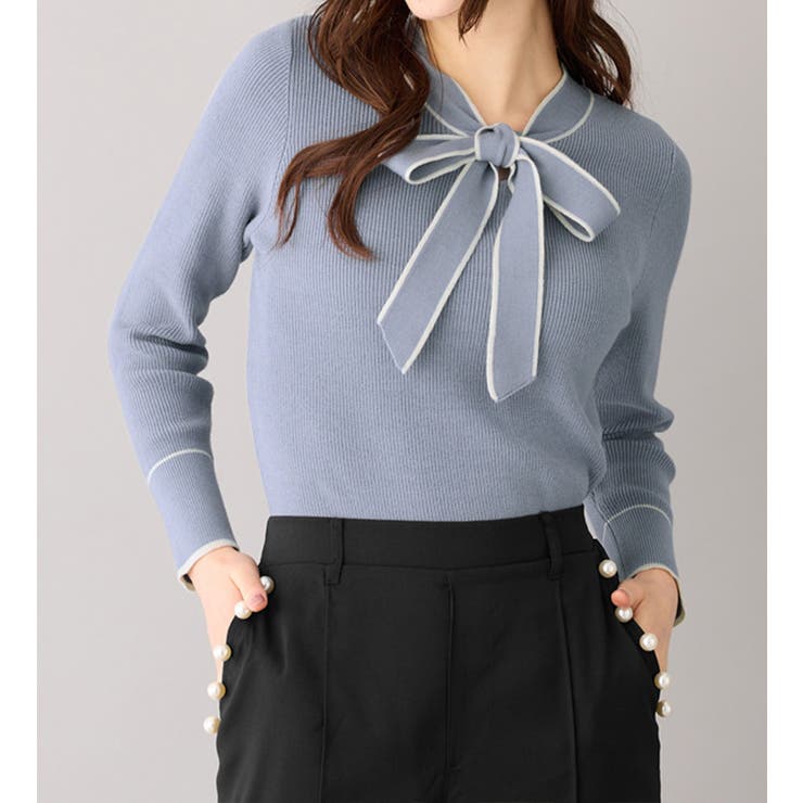 配色ボウタイニットトップス        | alotta | 詳細画像9 