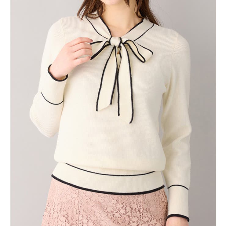 配色ボウタイニットトップス        | alotta | 詳細画像11 