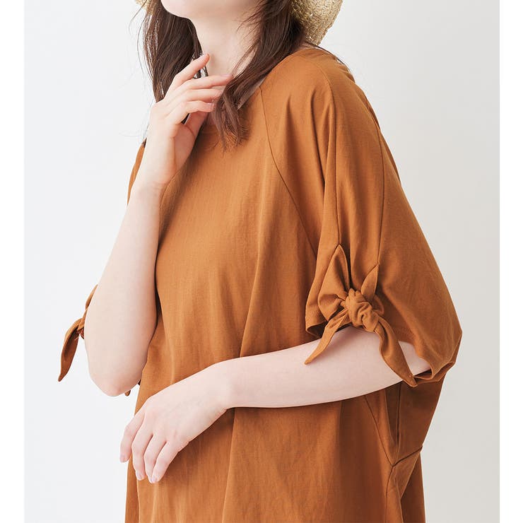 キャメルオレンジ | ひんやり冷感袖リボントップス | Viola e Viola